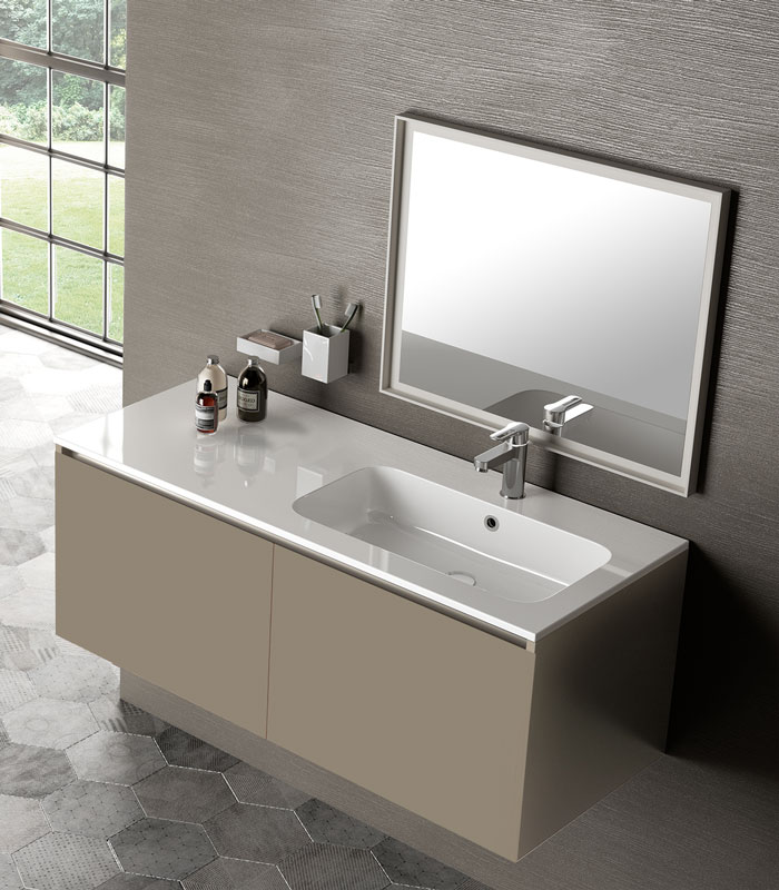 Mobile Gola con lavabo a incasso con vasca destra
