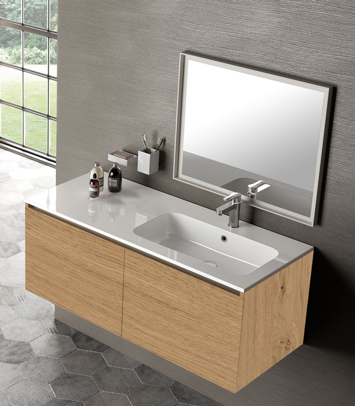 Mobile Gola con lavabo a incasso con vasca destra