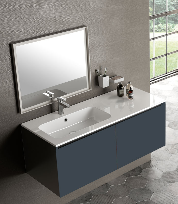 Mobile Gola con lavabo a incasso con vasca sinistra