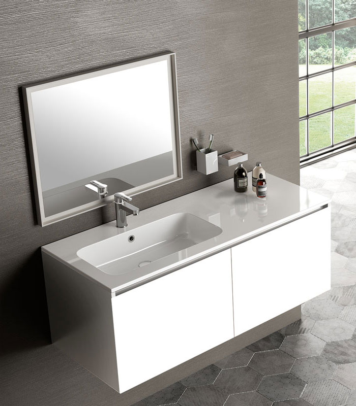 Mobile Gola con lavabo a incasso con vasca sinistra