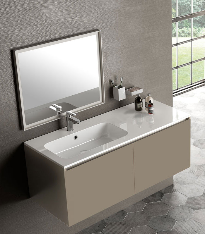Mobile Gola con lavabo a incasso con vasca sinistra