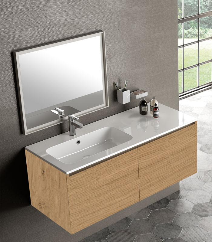 Mobile Gola con lavabo a incasso con vasca sinistra