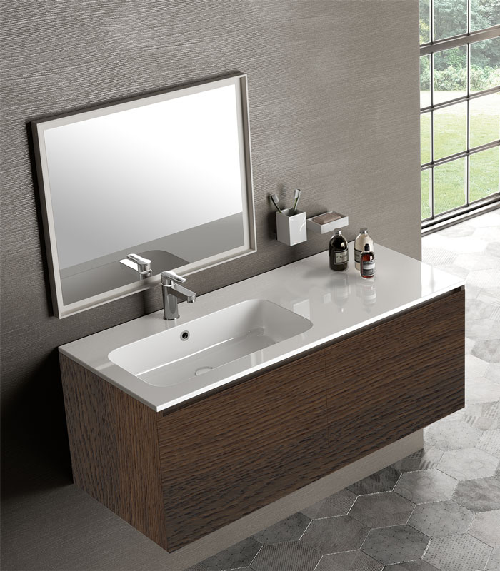 Mobile Gola con lavabo a incasso con vasca sinistra