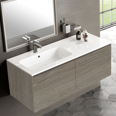 Gola vanity with inset basin with left bowl