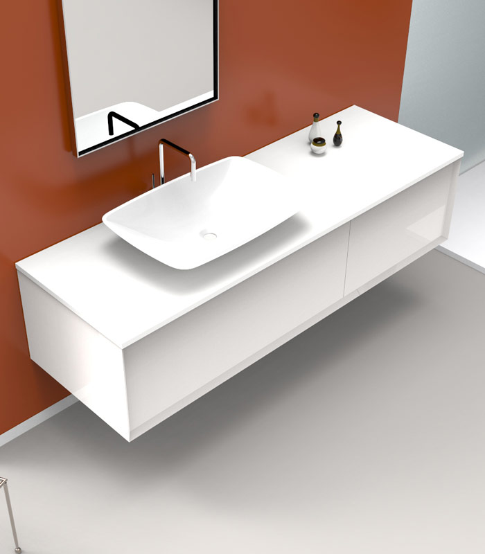 Mobile sotto lavabo sospeso con 1 + 1 cassettone per lavabo in appoggio 
