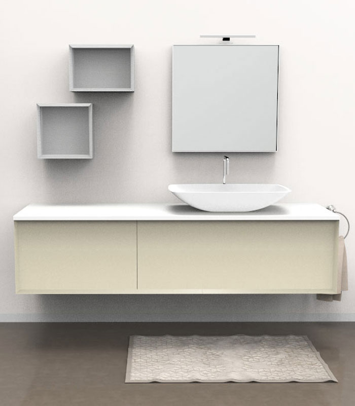 Mobile sotto lavabo sospeso con 1 + 1 cassettone