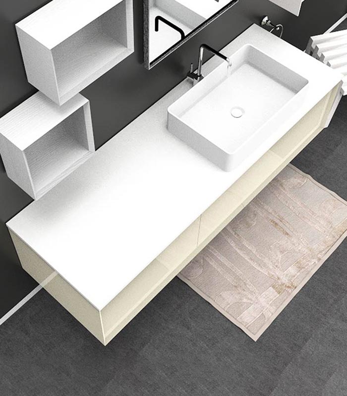 Mobile sotto lavabo sospeso con 1 + 1 cassettone