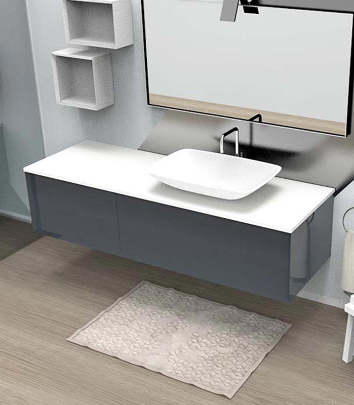 Mobile sotto lavabo sospeso con 1 + 1 cassettone per lavabo in appoggio 