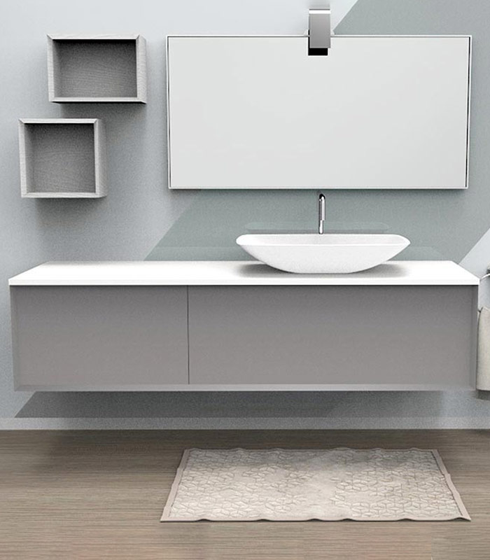 Mobile sotto lavabo sospeso con 1 + 1 cassettone