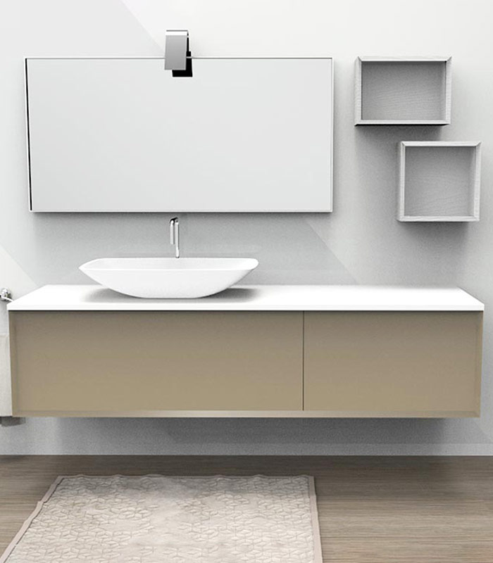 Mobile sotto lavabo sospeso con 1 + 1 cassettone per lavabo in appoggio 