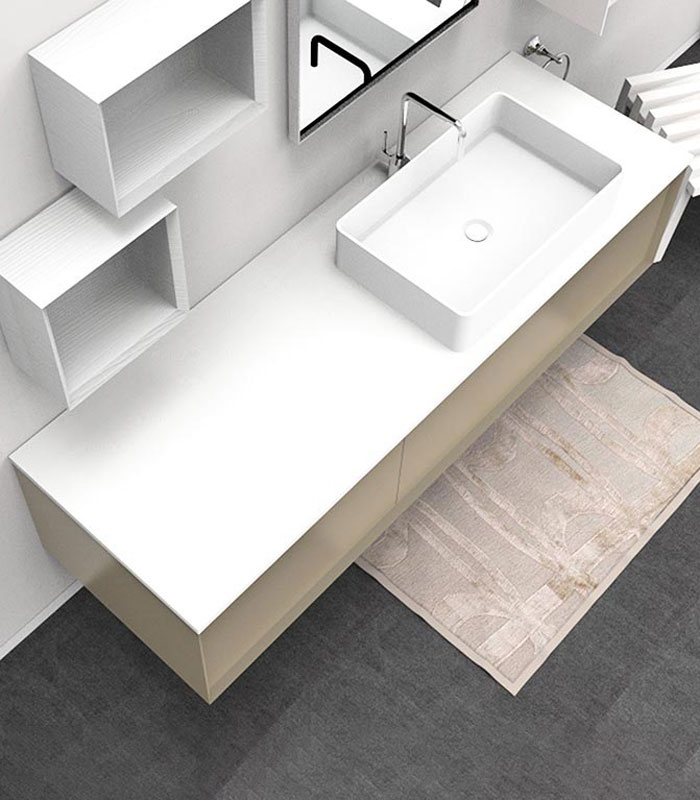 Mobile sotto lavabo sospeso con 1 + 1 cassettone