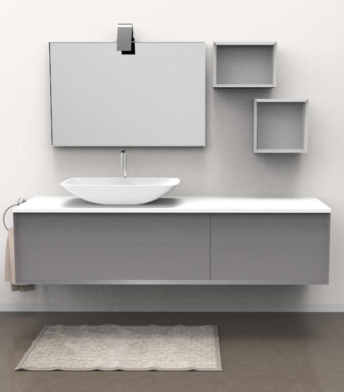 Mobile sotto lavabo sospeso con 1 + 1 cassettone per lavabo in appoggio 