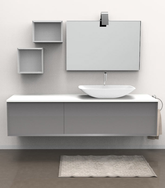 Mobile sotto lavabo sospeso con 1 + 1 cassettone