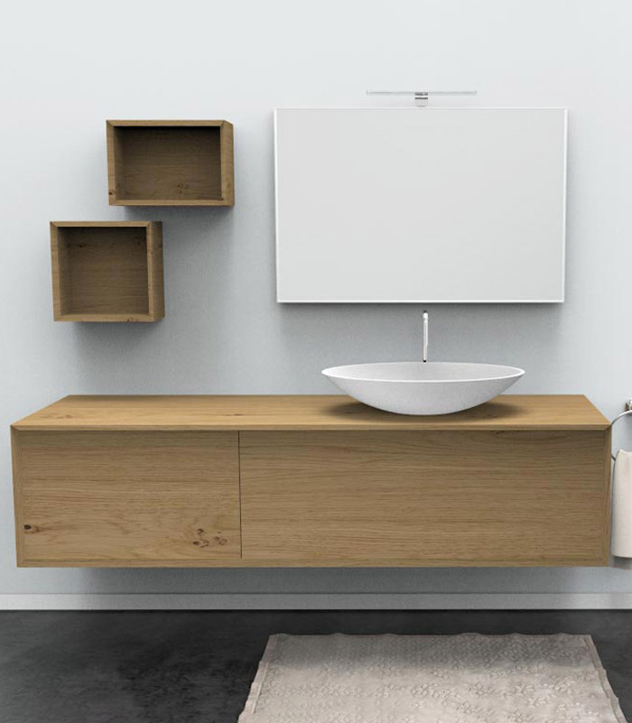 Mobile sotto lavabo sospeso con 1 + 1 cassettone