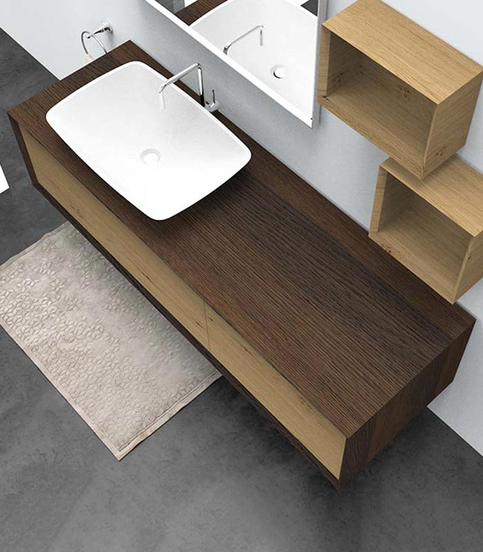 Mobile sotto lavabo sospeso con 1 + 1 cassettone per lavabo in appoggio 