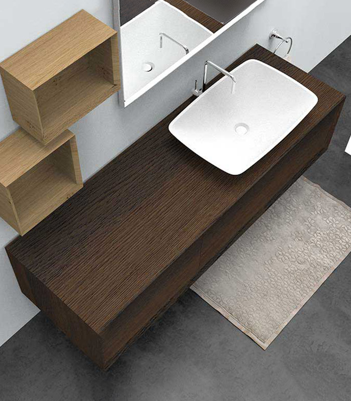 Mobile sotto lavabo sospeso con 1 + 1 cassettone per lavabo in appoggio 