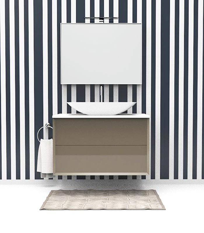 Mobile sotto lavabo sospeso con 2 cassettoni per lavabo in appoggio