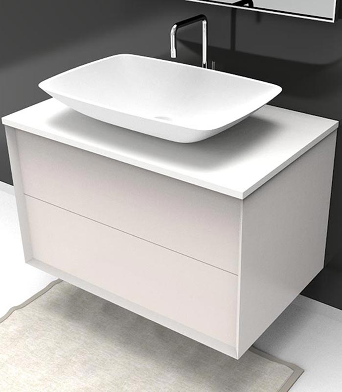 Mobile sotto lavabo sospeso con 2 cassettoni per lavabo in appoggio