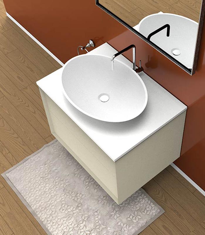 Mobile sotto lavabo sospeso con 2 cassettoni per lavabo in appoggio