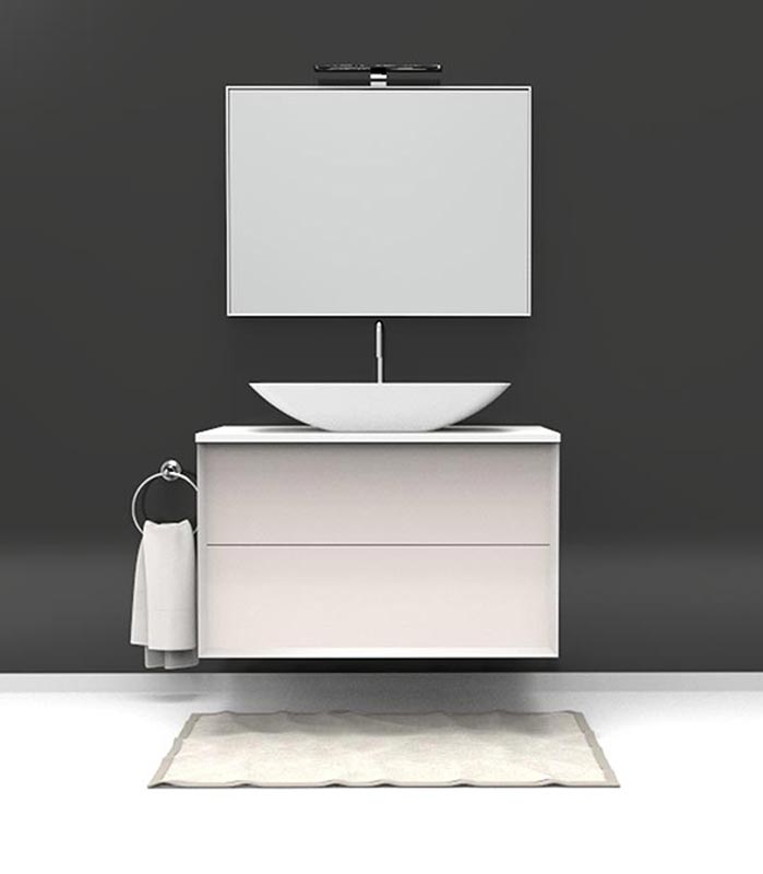 Mobile sotto lavabo sospeso con 2 cassettoni per lavabo in appoggio