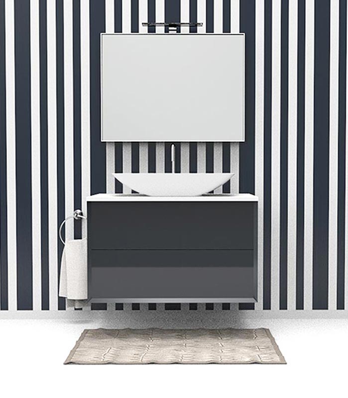 Mobile sotto lavabo sospeso con 2 cassettoni per lavabo in appoggio