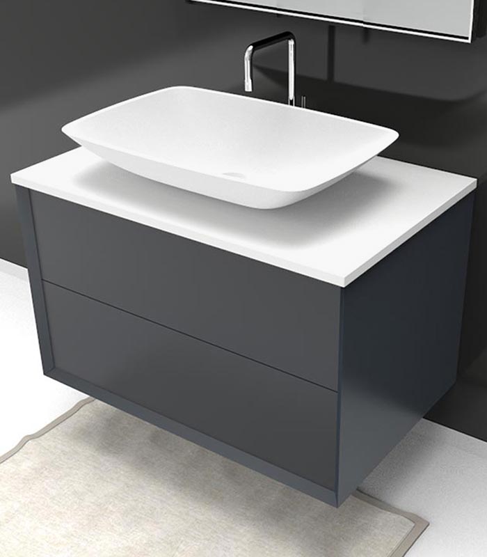 Mobile sotto lavabo sospeso con 2 cassettoni per lavabo in appoggio