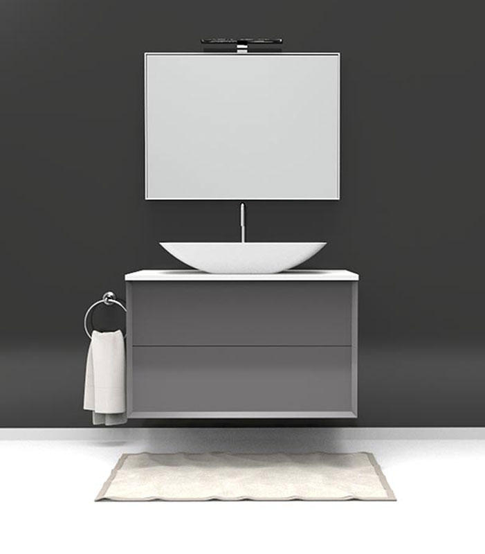 Mobile sotto lavabo sospeso con 2 cassettoni per lavabo in appoggio