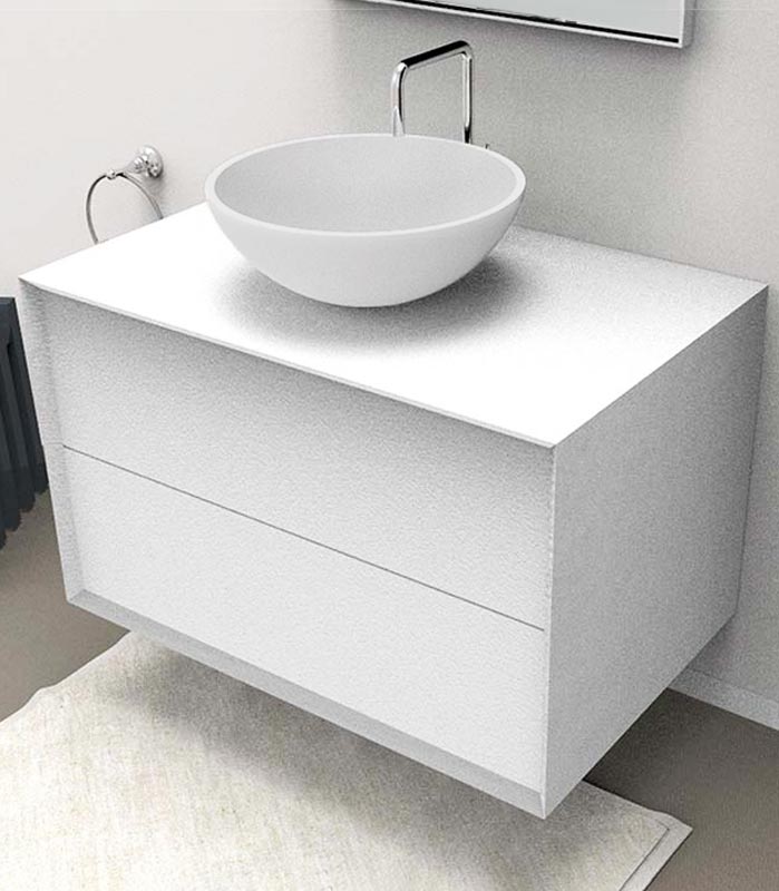 Mobile sotto lavabo sospeso con 2 cassettoni per lavabo in appoggio