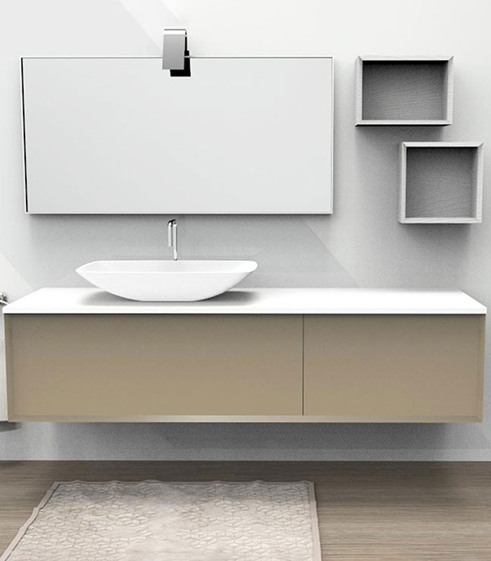 Mobile sotto lavabo sospeso con 1 + 1 cassettone per lavabo in appoggio 