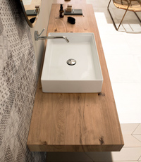 Mensola da bagno piano per lavabo d'appoggio in legno massello in vari  colori